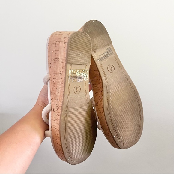 A New Day Target Cream Strappy Cork Wedge Sandals Suede Feel Barely Worn 6 - Picture 5 of 6